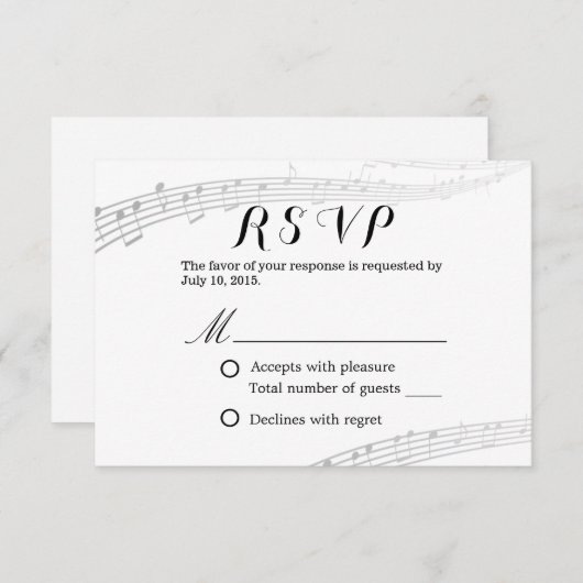 Musical Wedding Simple en Elegant RSVP (Voorkant / Achterkant)