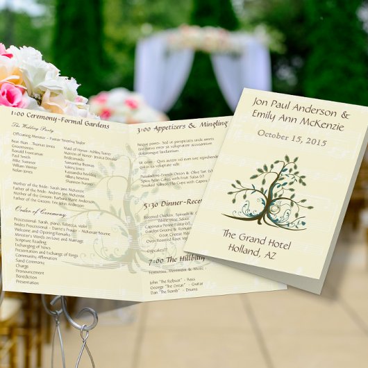 Musical Whimsical Tree Wedding Programme