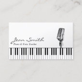 Musical White Piano & Voice Teacher Music Visitekaartje (Voorkant)