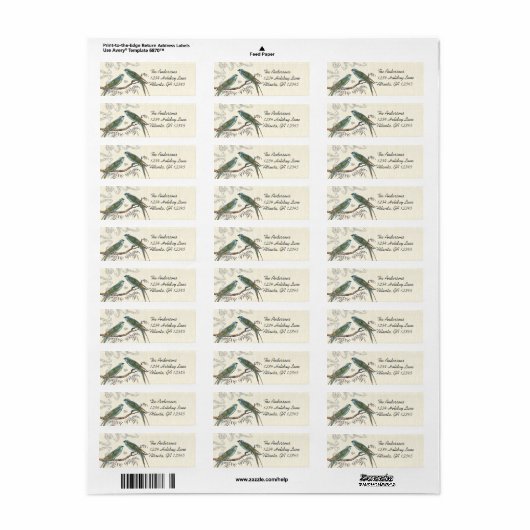 Musical Wood Texture  Birds Labels (Full Sheet)