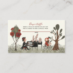 Musical Woodland Animals Baby Diaper Raffle Informatiekaartje