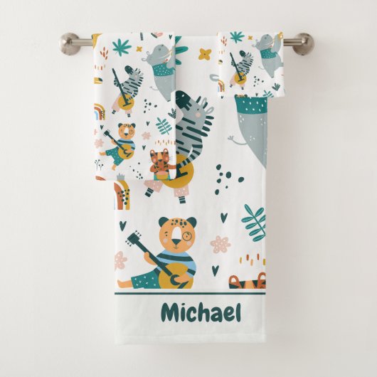 Musical Woodland Animals Bad Handdoek (Insitu)