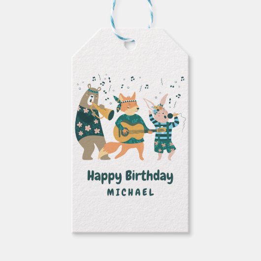 Musical Woodland Animals Cadeaulabel (Voorkant)