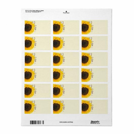 Musical Zonnebloem Adresetiketten Etiket (Full Sheet)