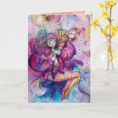 MUSICALE CLOWN MET ROZE GLITTERS Gefeliciteerd Kaart (Gele Bloem)