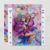 MUSICALE CLOWN,roze blauw ,witte ijzeren metaalach Kaart (Voorkant / Achterkant)