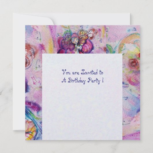 MUSICALE CLOWN,roze blauw ,witte ijzeren metaalach Kaart (Achterkant)