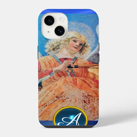 MUSICALE ENGEL, Blauwe saffier Monogram iPhone Hoesje (Achterkant)