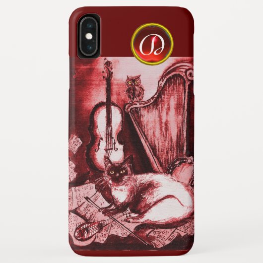 MUSICALE KAT MET UIL IN RODE ROBIJN EDLSTEEN MONOG Case-Mate iPhone CASE (Achterkant)