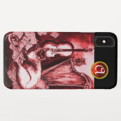 MUSICALE KAT MET UIL IN RODE ROBIJN EDLSTEEN MONOG Case-Mate iPhone CASE (Achterkant (horizontaal))