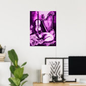 MUSICALE KAT ,Paars en Wit Poster (Thuiskantoor)