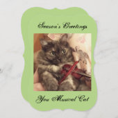 Musicale Kerstwenskaart met Kat van RoseWrites Feestdagenkaart (Voorkant / Achterkant)