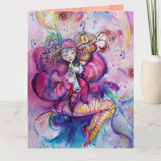 MUSICALE KLOVN MET ROZE GLITTERS Gefeliciteerd Kaart (Voorkant)