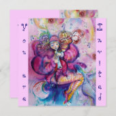 MUSICALE KLOVN ,roze blauw Kaart (Voorkant / Achterkant)