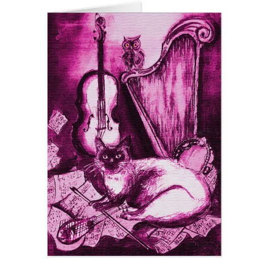 MUSICALE MOEDERDAG KAT ,Roze Fuchsia Wit (Voorkant)