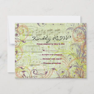 MUSICALE RODE KLOPMOES Bat Mitzvah antwoordkaart RSVP Kaartje