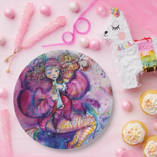 MUSICALE ROZE CLOWN EN UIL PAPIEREN BORDJE (Feest)