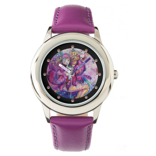 MUSICALE ROZE CLOWN HORLOGE (Voorkant)