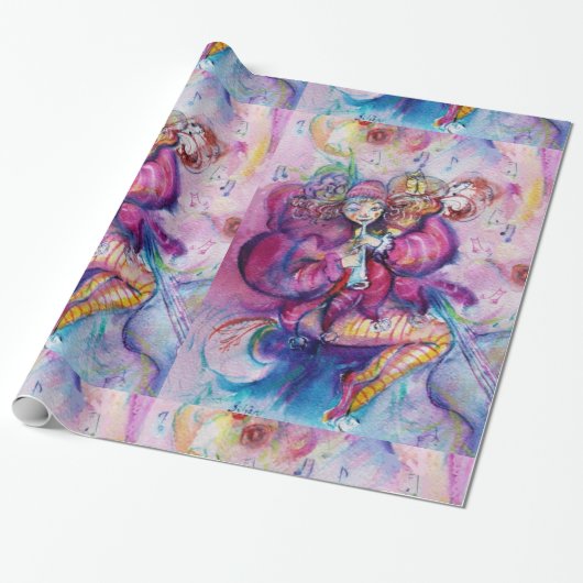 MUSICALE ROZE CLOWN MET UIL CADEAUPAPIER (Uitgerold)