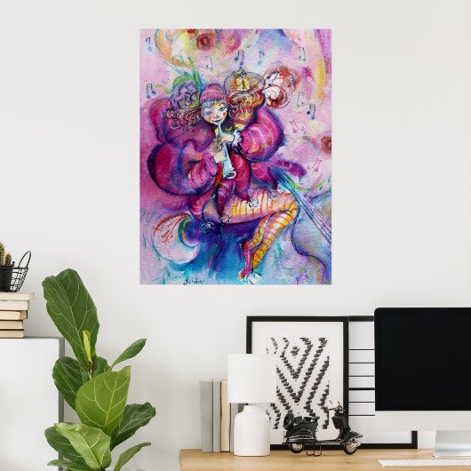 MUSICALE ROZE CLOWN POSTER (Thuiskantoor)