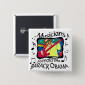 Musici die Barack Obama steunen Vierkante Button 5,1 Cm (Voorkant /achterkant)
