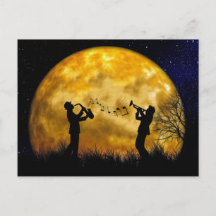 Musici Full Moon Waterverf Briefkaart