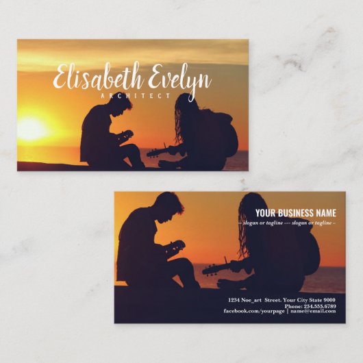 musici gitaren visitekaartje (Voorkant / Achterkant)