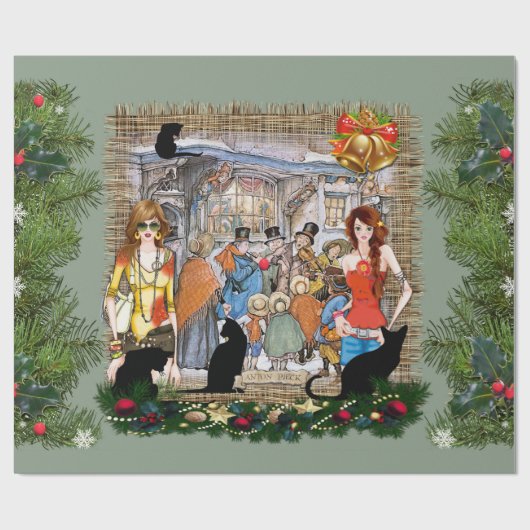 Musici in het oude Amsterdam met Kerstmis Cadeaupapier (Vlak)