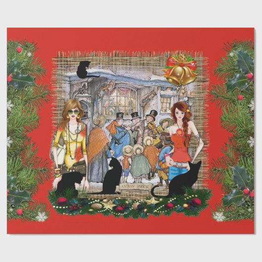 Musici in het oude Amsterdam met Kerstmis Cadeaupapier (Vlak)