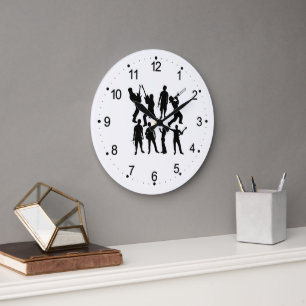 Musici Silhouette van Musicians Wall Large Clock Grote Klok