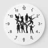 Musici Silhouette van Musicians Wall Large Clock Grote Klok (Voorkant)