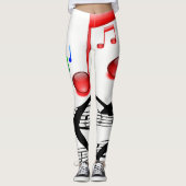 Musici witte rode lange leggings voor haar (Voorkant)