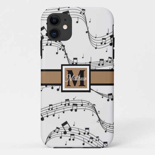 Musiciaans monogram zwart en wit Case-Mate iPhone case (Achterkant)