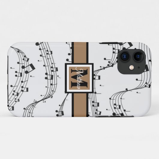 Musiciaans monogram zwart en wit Case-Mate iPhone case (Achterkant (horizontaal))
