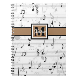 Musiciaans monogram zwart en wit notitieboek