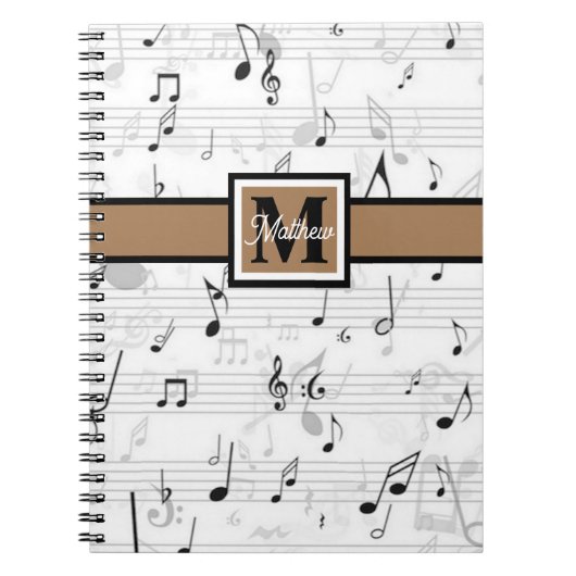 Musiciaans monogram zwart en wit notitieboek (Voorkant)
