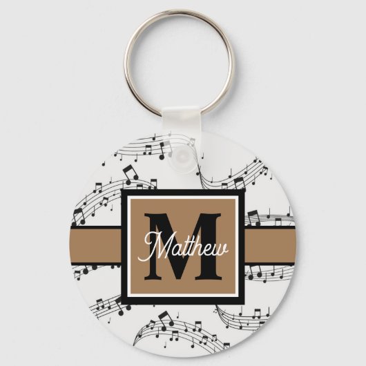 Musiciaans monogram zwart en wit sleutelhanger (Voorkant)