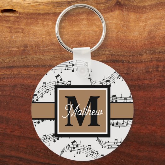 Musiciaans monogram zwart en wit sleutelhanger (Voorkant)