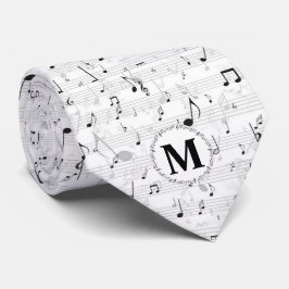 Musiciaans monogram zwart en wit stropdas