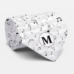 Musiciaans monogram zwart en wit stropdas