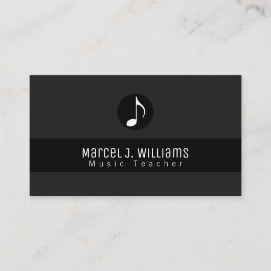 Musiciaans zwart Visitekaartje met muzieknotitie (Voorkant)