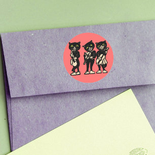 Musiciaans  zwarte katten ronde sticker