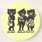Musiciaans  zwarte katten zandsteen onderzetter (Voorkant)