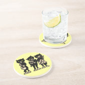 Musiciaans  zwarte katten zandsteen onderzetter (Zijkant)