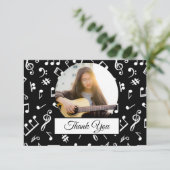 Musiciaanse foto van Black and White Music Note Pa Bedankkaart (Staand voorkant)
