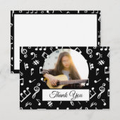 Musiciaanse foto van Black and White Music Note Pa Bedankkaart (Voorkant / Achterkant)