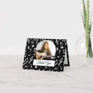 Musiciaanse foto van Black and White Music Note Pa Bedankkaart