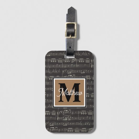 Musiciaanse monogram bagagelabel (Voorkant (verticaal))