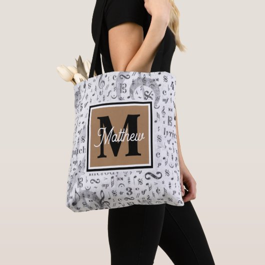 Musiciaanse monogram tote bag (Dichtbij)