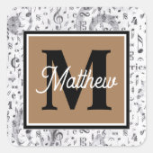 Musiciaanse monogram vierkante sticker (Voorkant)